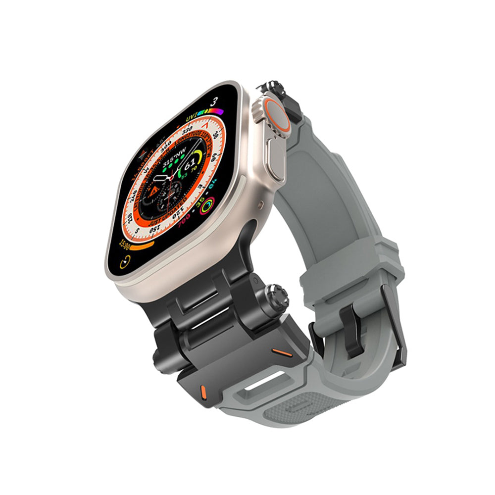 Bracelet Techsuit W064 pour Apple Watch 49mm / 46mm / 45mm / 44mm / 42mm Series, Noir Gris