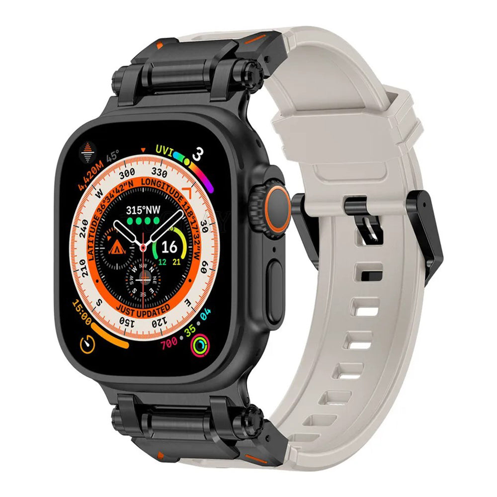 Bracelet Techsuit W064 pour Apple Watch 49mm / 46mm / 45mm / 44mm / 42mm Series, Noir Gris
