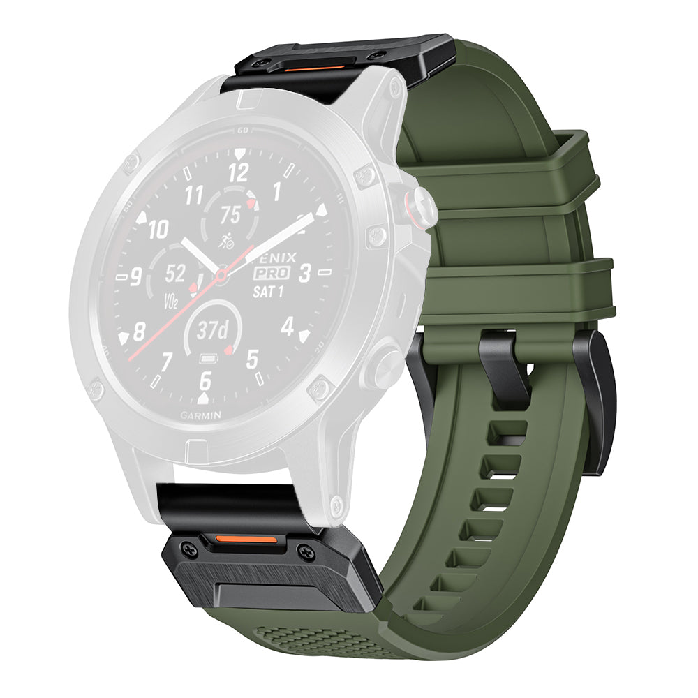 Bracelet Techsuit W068 pour Garmin Watch Fenix / Forerunner / Approach Series, 22mm, Vert Noir