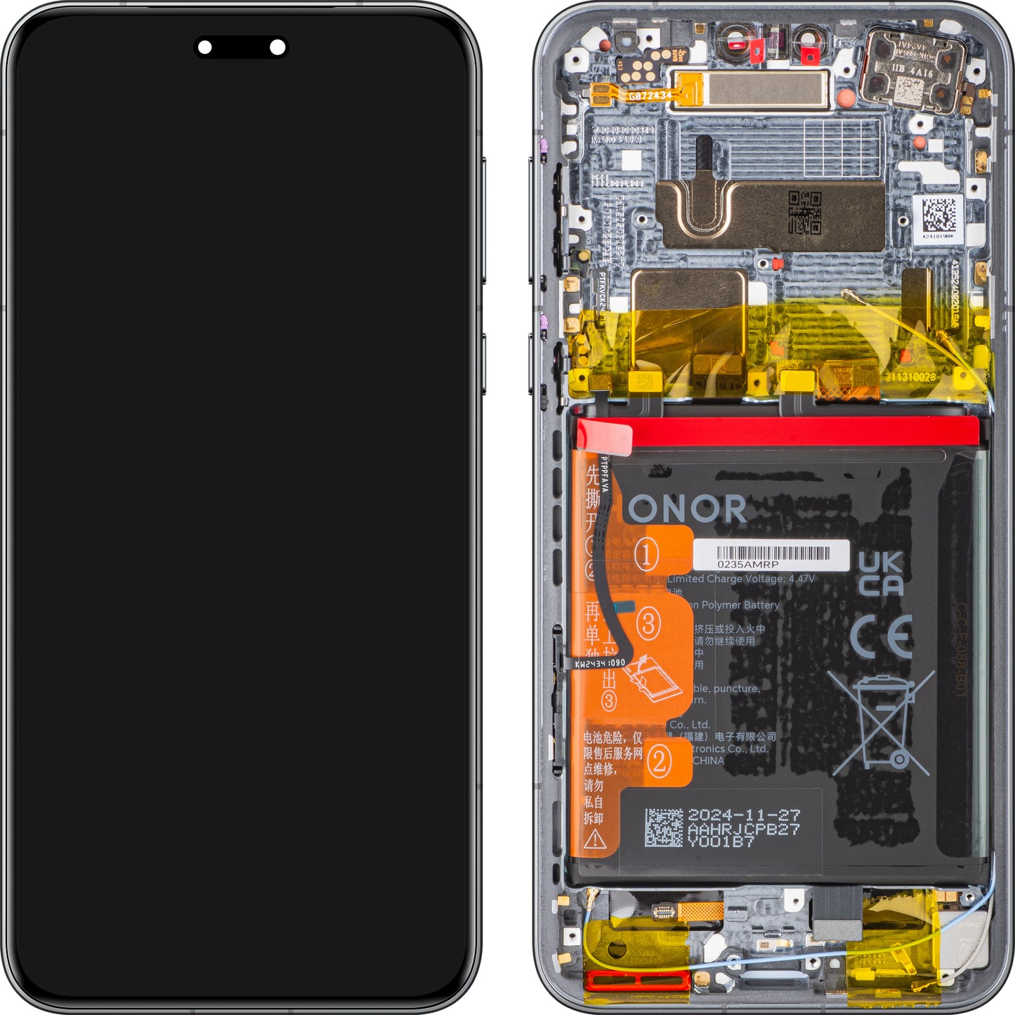 Display met Touchscreen Honor Magic7 Pro, met Frame en Batterij, Zwart, Service Pack 0235AMRM