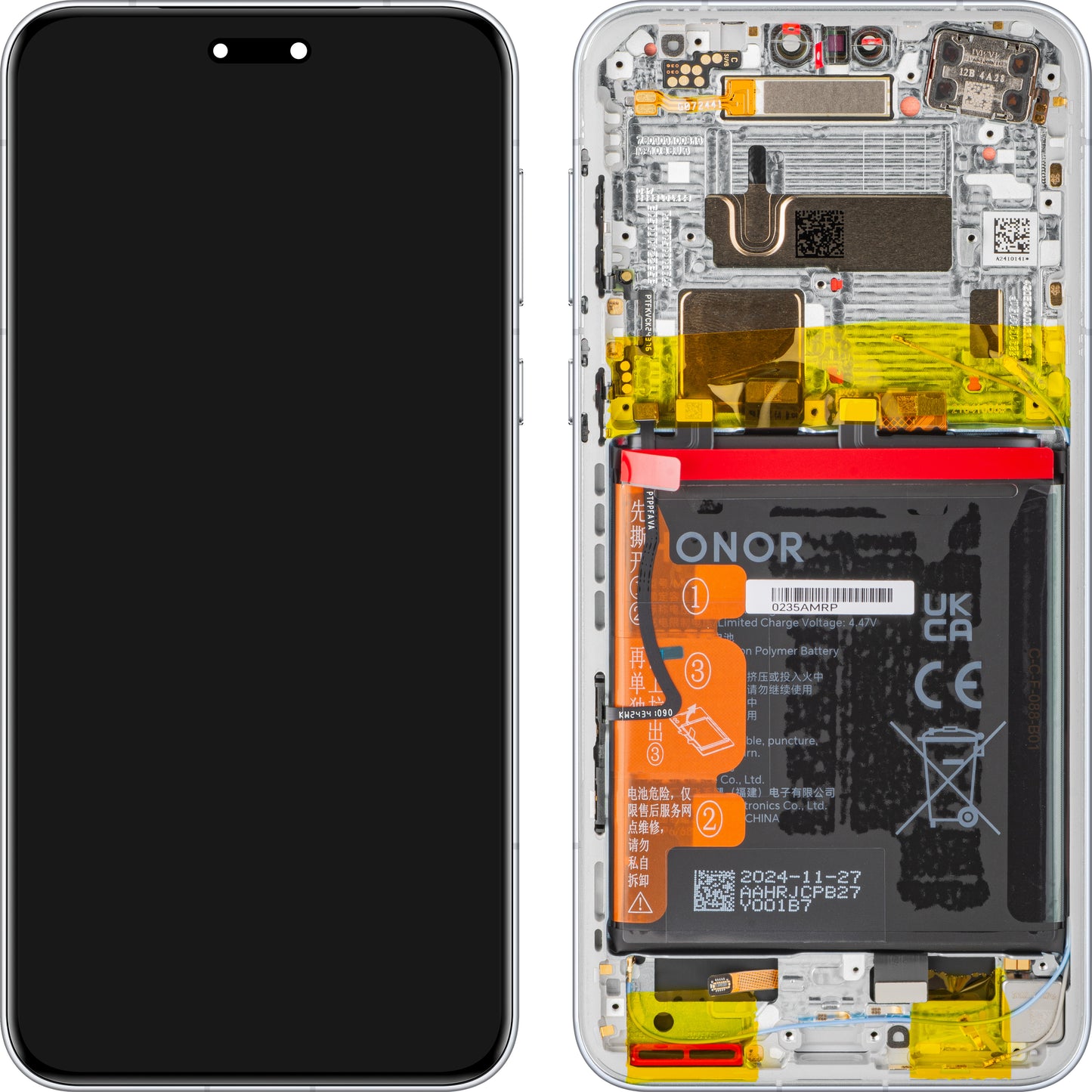 Écran tactile Honor Magic7 Pro avec cadre et batterie, Gris (Lunar shadow Grey), Pack de service 0235AMRN