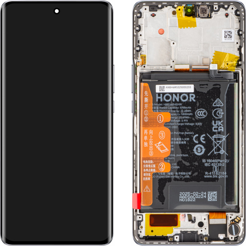 Écran tactile Honor X50 avec cadre et batterie, Argent, Pack de service 0235AGJH