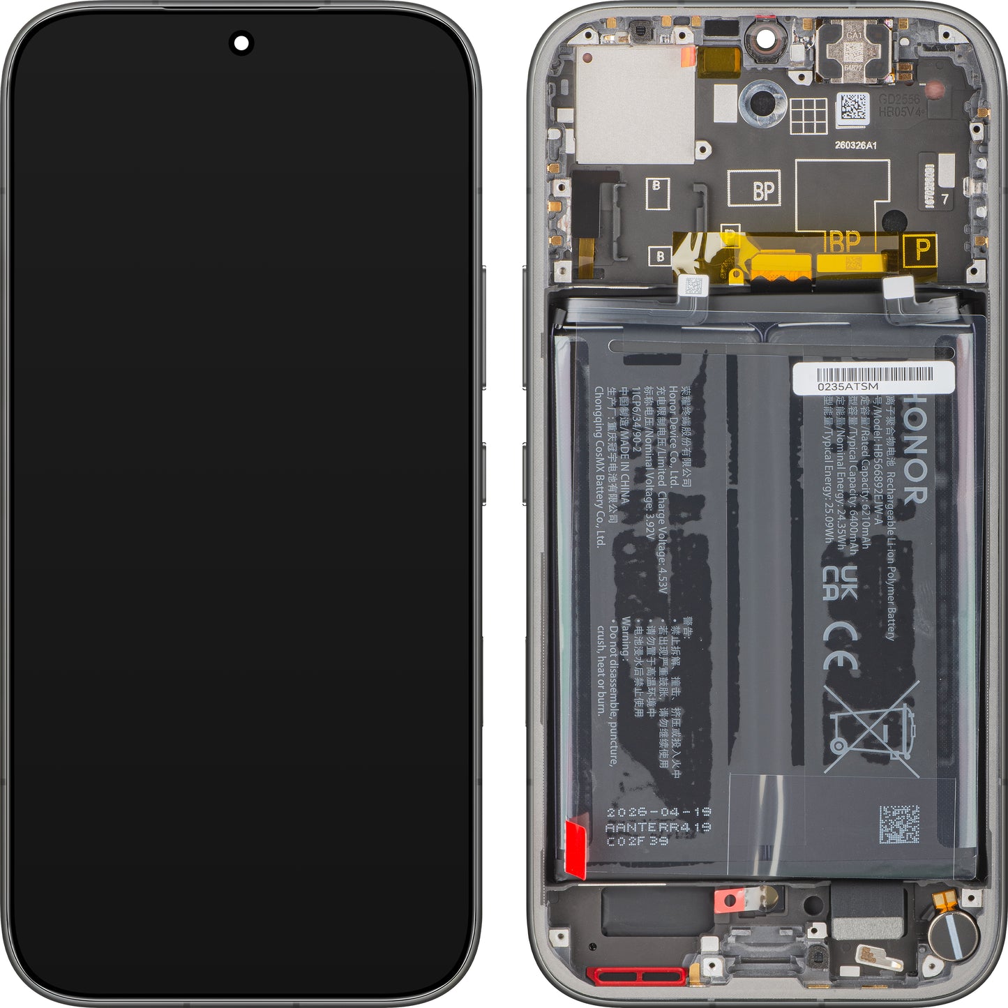 Honor 600 Touchscreen Display, met Frame en Accu, Zwart, Service Pack 0235ATSM