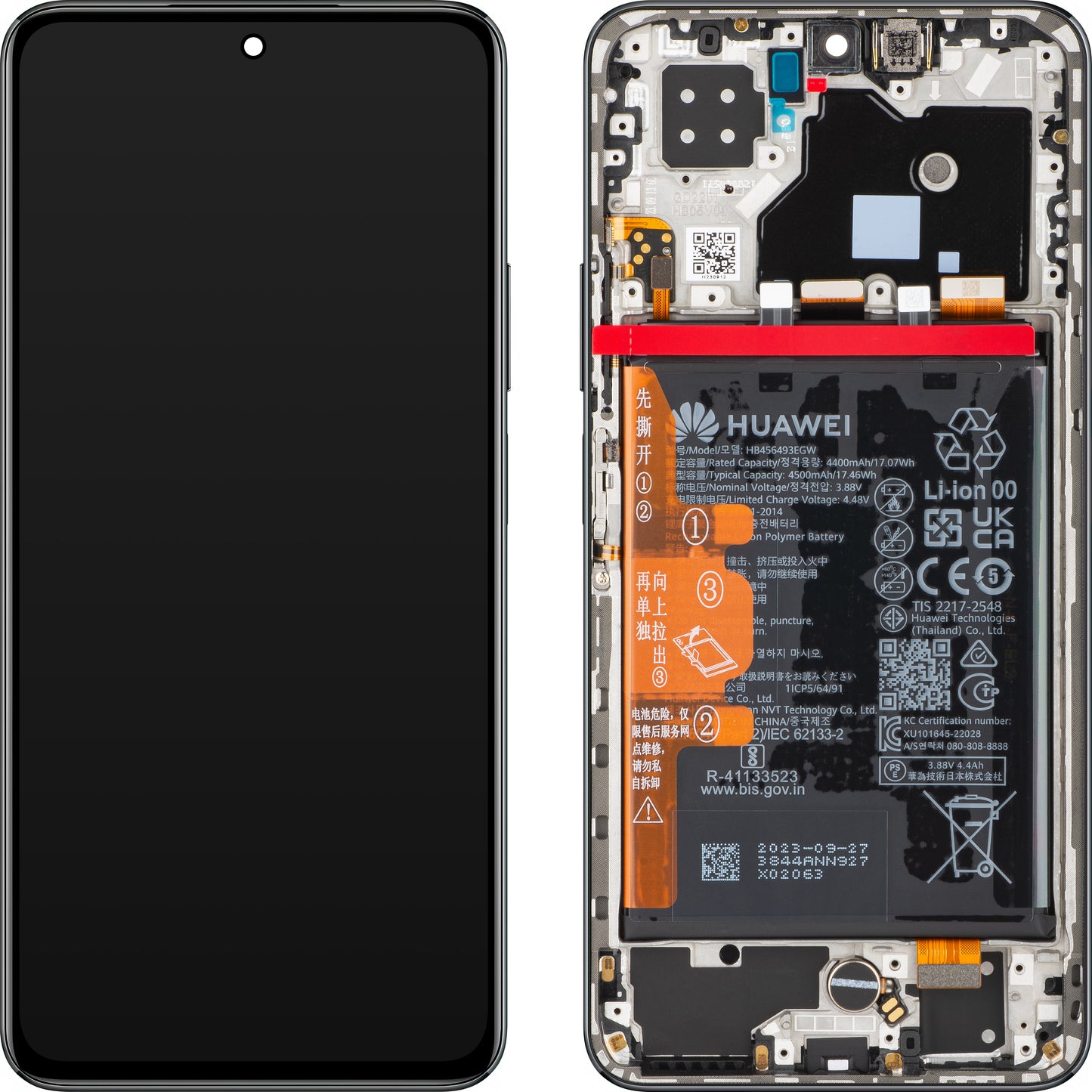 Beeldscherm met touchscreen Huawei nova 10 SE, met frame en batterij, Starry Black, Service Pack 02355FAM