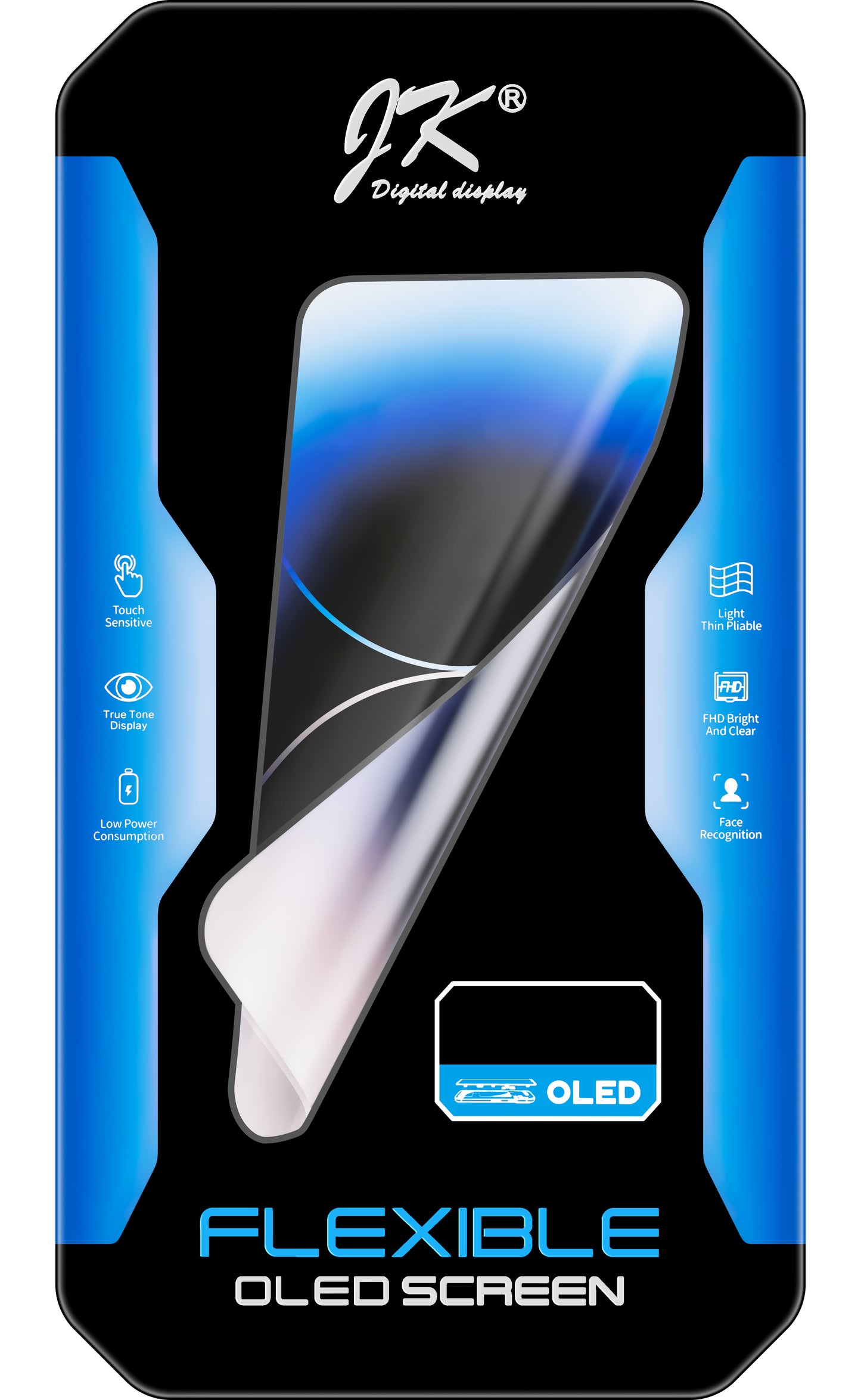 JK Touchscreen Display voor Apple iPhone 13, met frame, OLED IC beweegbare versie, zwart