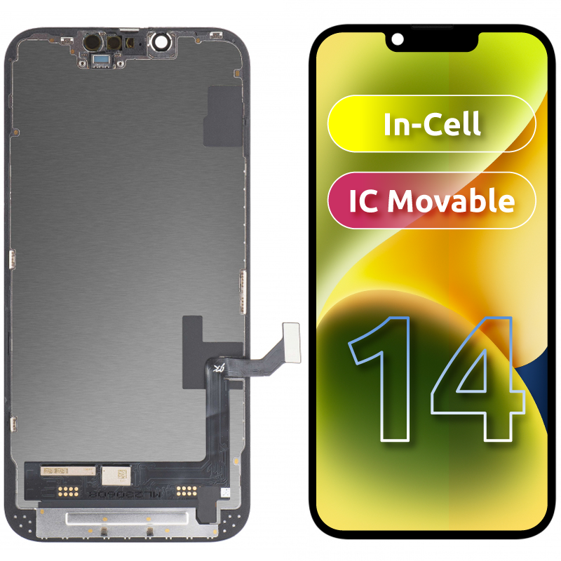 JK Écran tactile pour Apple iPhone 14, avec cadre, version In-Cell LCD, noir