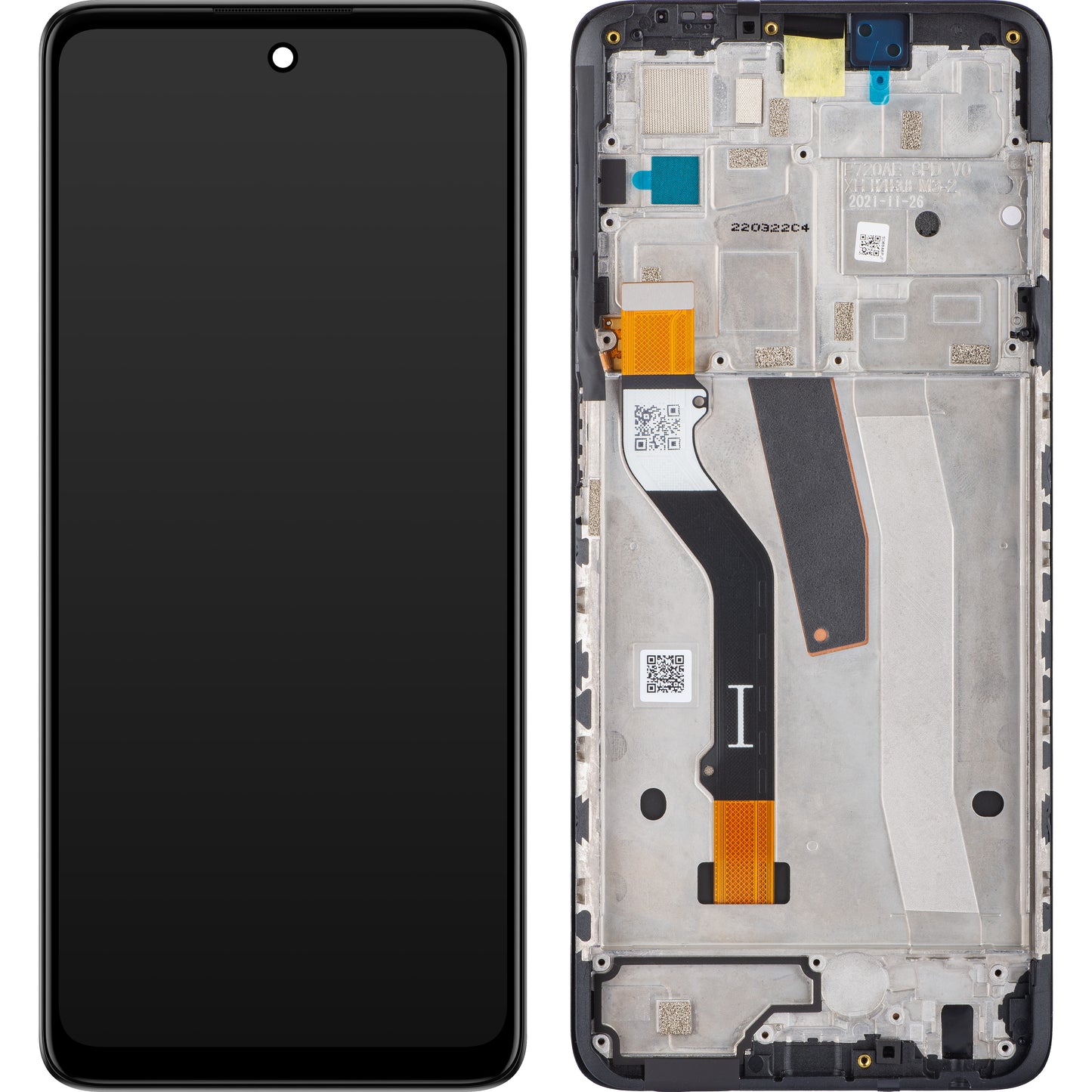 Motorola Moto G51 5G touchscreen scherm, met frame, zwart, Service Pack 5D68C20028