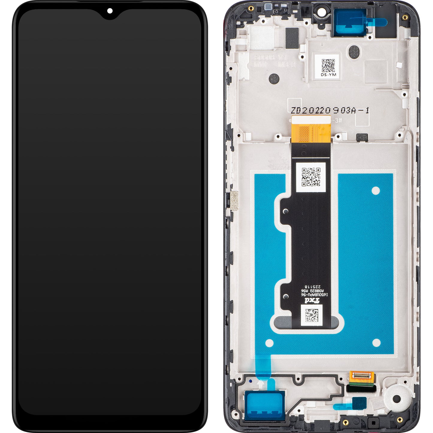 Touchscreen scherm Motorola Moto E22i / E22, met frame, zwart, Service Pack 5D68C21594