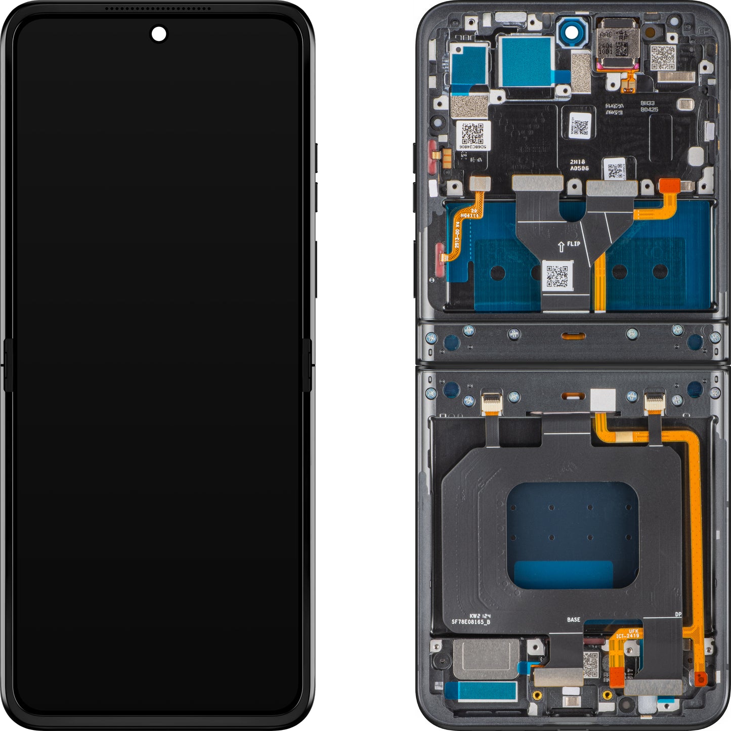Display met Touchscreen Motorola Razr 2024 / Razr 50, met Frame, Sub Inner, Grijs (Steel Wool), Service Pack 5D68C24806