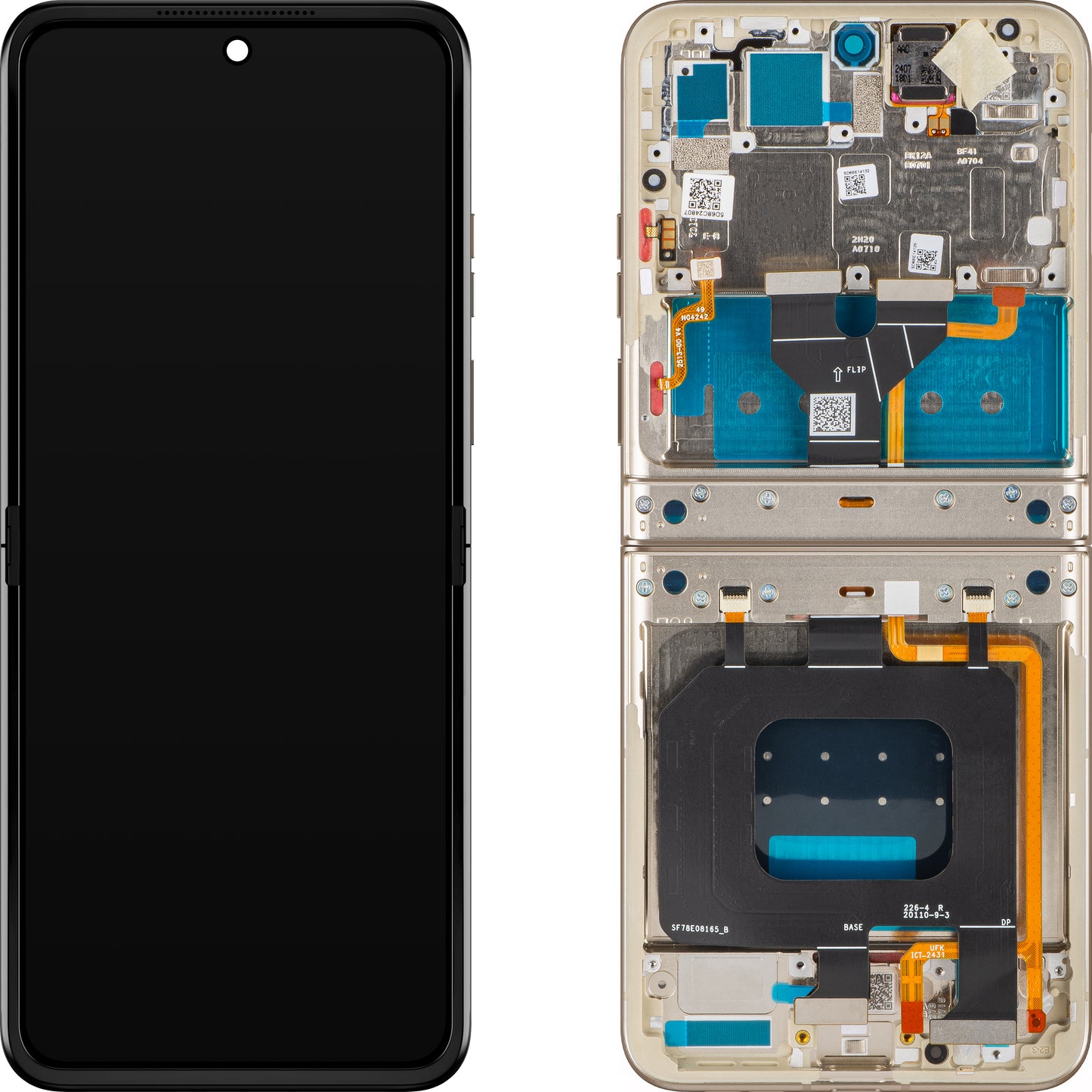 Display met Touchscreen Motorola Razr 2024 / Razr 50, met Frame, Onder Inner, Crème (Pompoensteen), Service Pack 5D68C24807