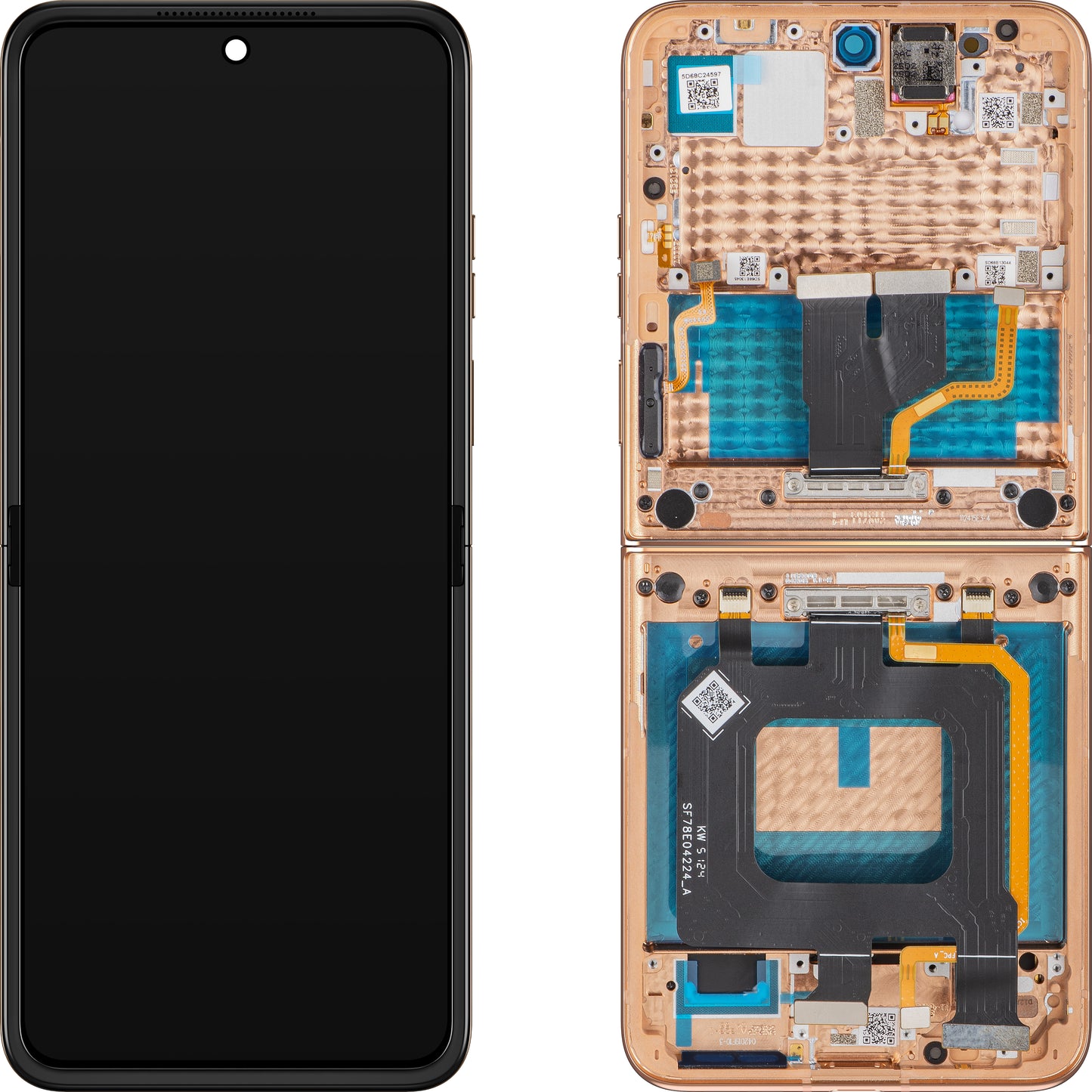 Display met Touchscreen Motorola Razr+ 2025 / Razr+ 2024 / Razr 50 Ultra, met Frame, Sub Inner, Oranje (Peach Fuzz), Service Pack 5D68C24597