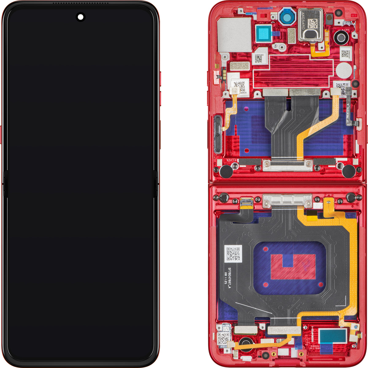 Écran tactile Motorola Razr 60 Ultra, avec cadre, sous Inner, rouge (Rio Red), pack de service 5D68C30153
