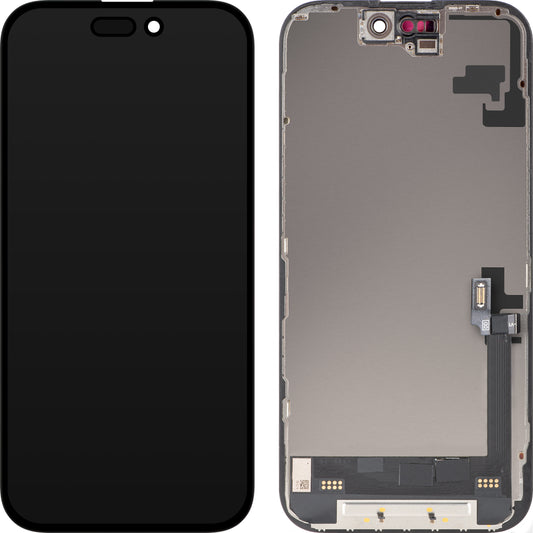 Écran avec Touchscreen MP compatible avec Apple iPhone 16, avec Cadre, Version Soft OLED FHD Diagnostic, Noir