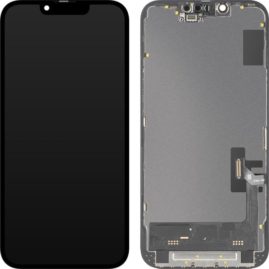 Display met Touchscreen MP compatibel met Apple iPhone 14, met Frame, Soft OLED FHD 120Hz IC Movable Versie, Zwart