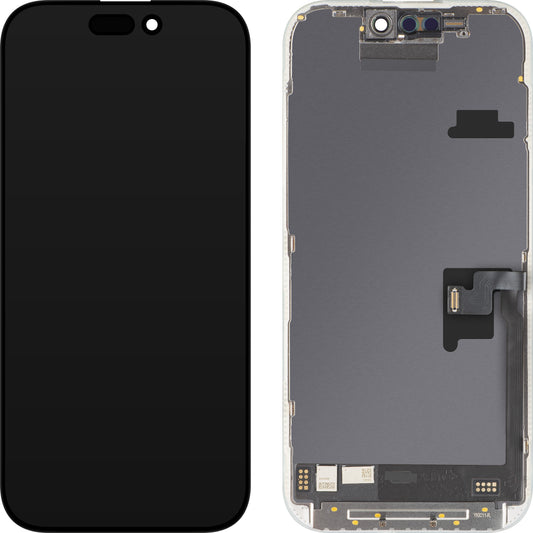 Display mit MP Touchscreen kompatibel mit Apple iPhone 16 Pro, mit Rahmen, Soft OLED FHD 120Hz IC Movable, Schwarz