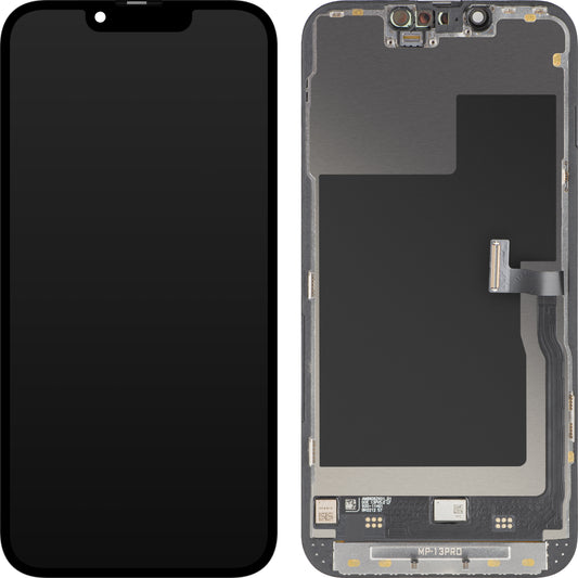 MP Touchscreen Display compatibel met Apple iPhone 13 Pro, met Frame, Premium Soft OLED FHD 120Hz Diagnostic Versie, Zwart