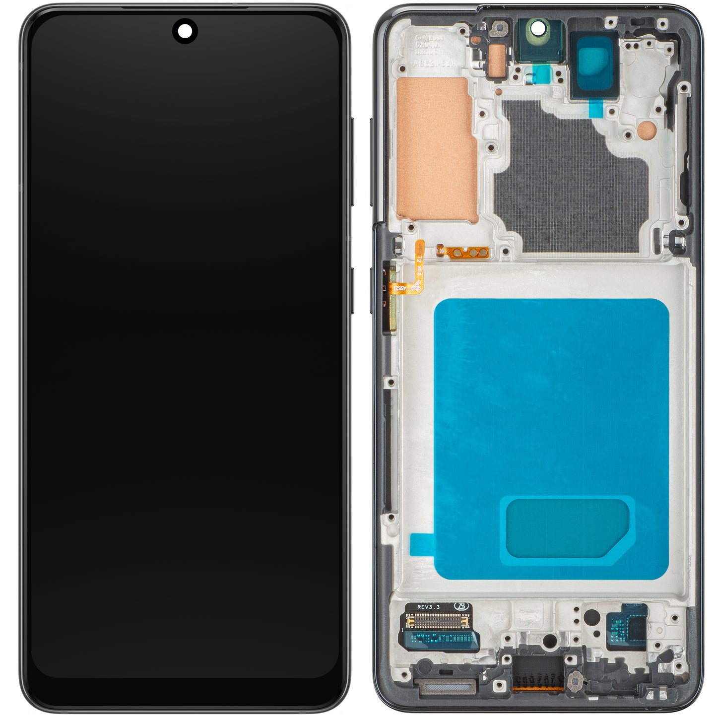 MP Touchscreen-Display kompatibel mit Samsung Galaxy S21 5G G991, mit Rahmen, Schwarz
