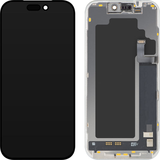 MP Touchscreen Display compatibel met Apple iPhone 17 Pro, met Frame, Soft OLED FHD 120Hz Diagnostic Versie, Zwart