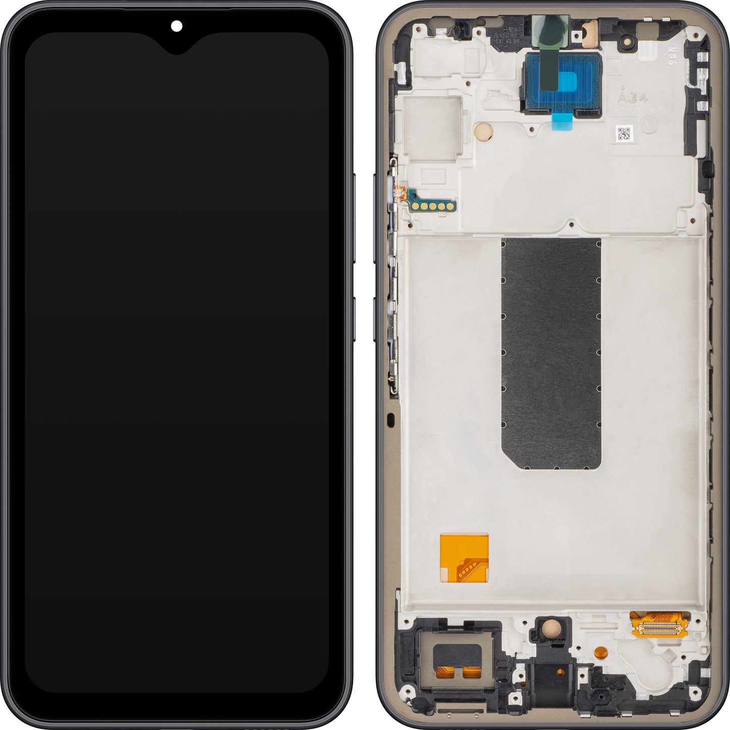 MP Touchscreen Display compatibel met Samsung Galaxy A34 A346, met Frame, Zwart (Graphite), Herverpakt