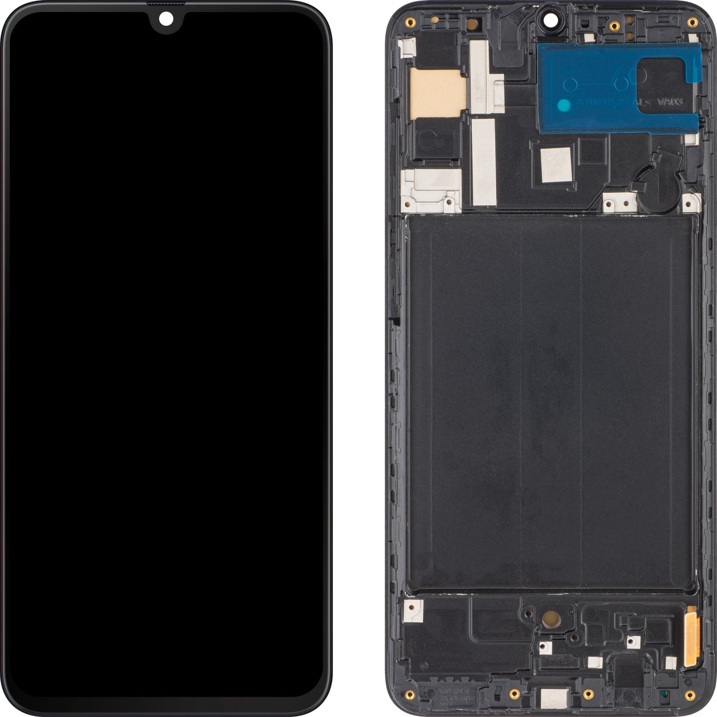 MP touchscreen scherm compatibel met Samsung Galaxy A70 A705, met frame, OLED versie, zwart