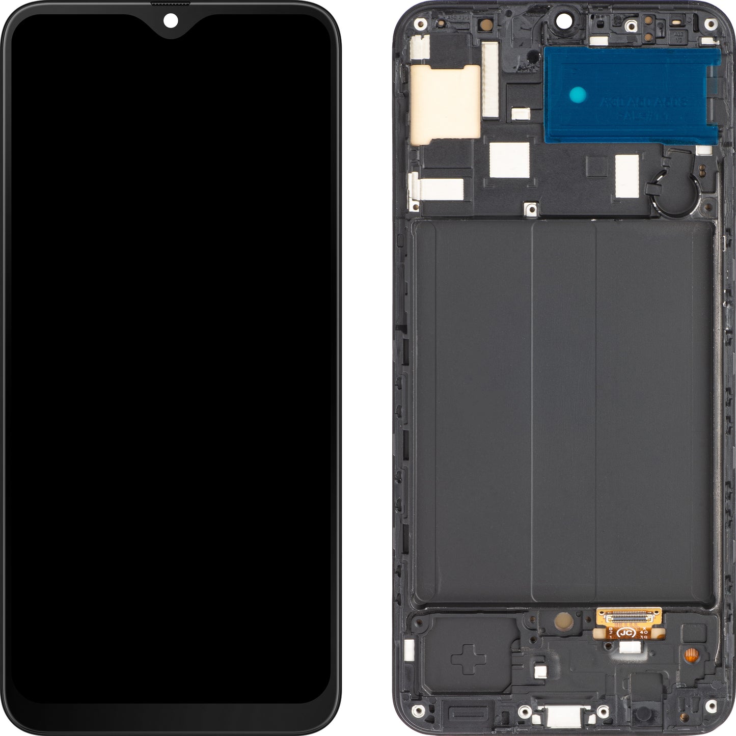 Ecran tactile MP compatible avec Samsung Galaxy A50 A505, avec cadre, version OLED, noir