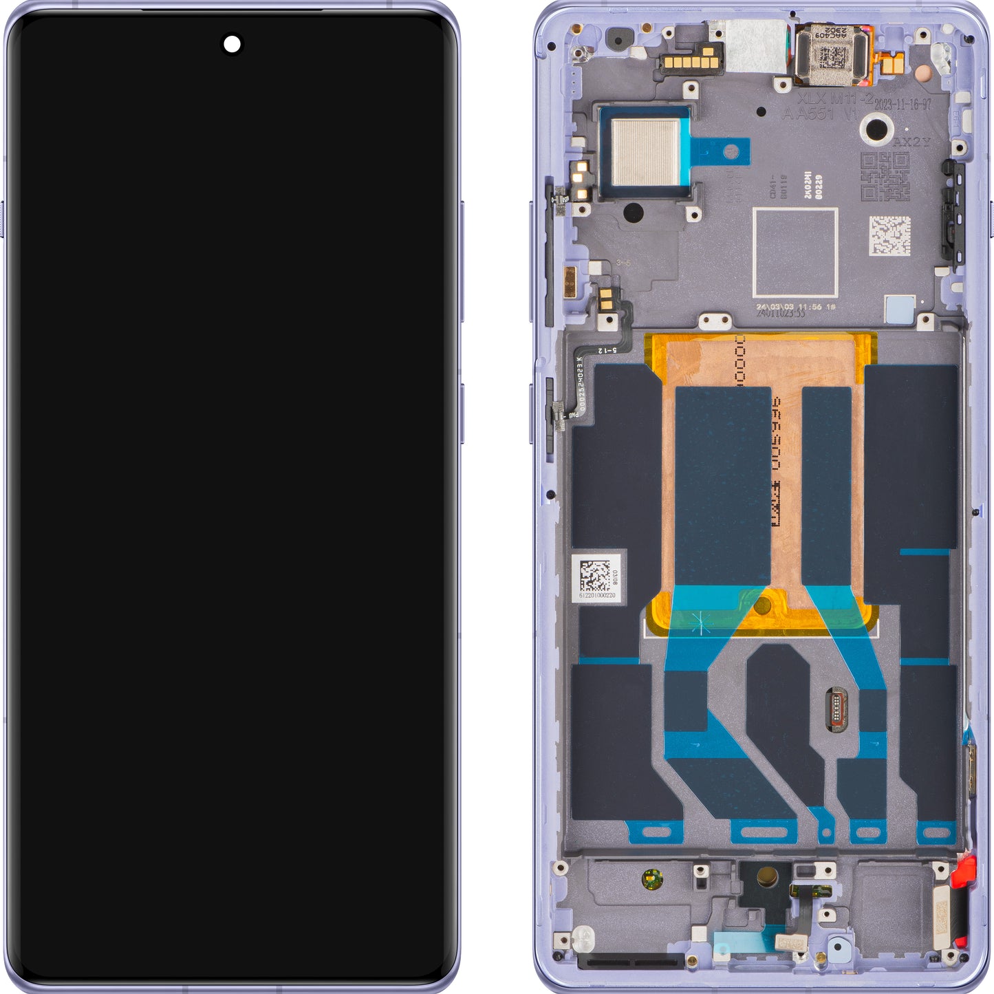 Display mit Touchscreen OnePlus 12R, mit Rahmen, Lila (Electric Violet), Service Pack 621029000159
