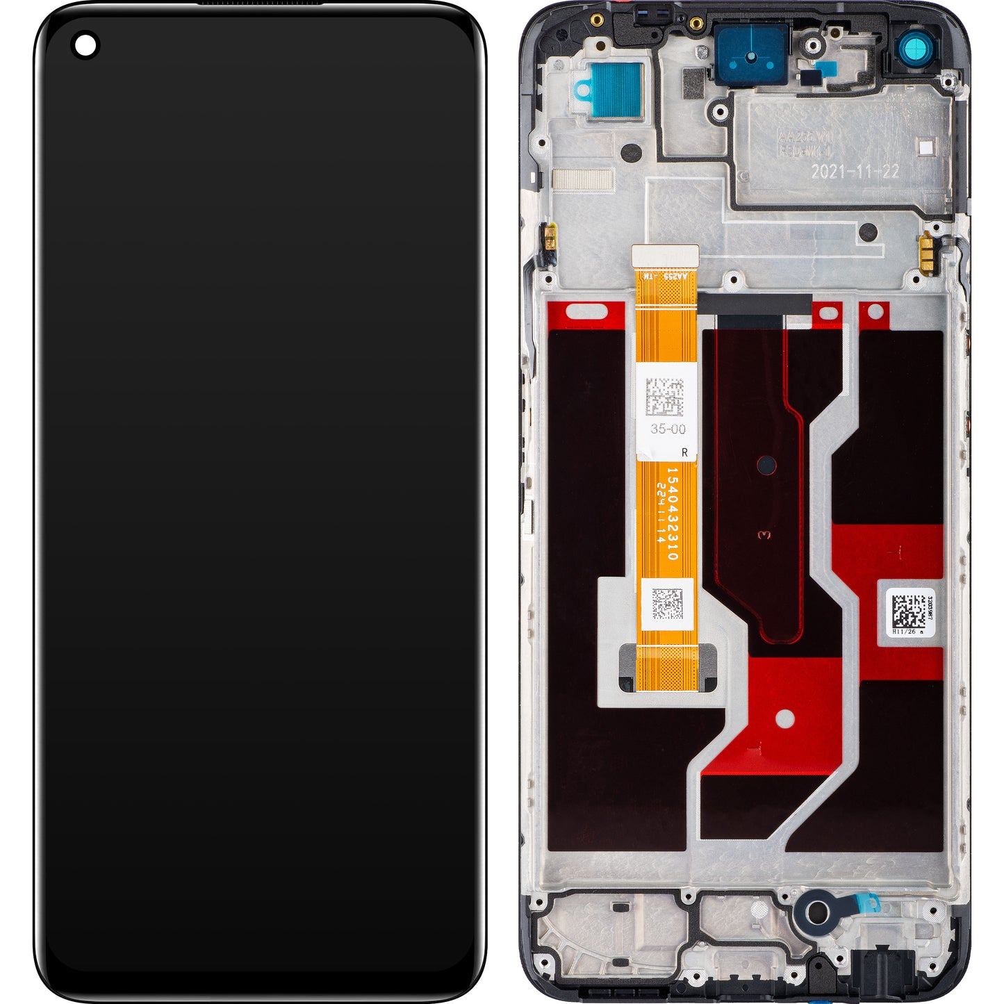 Touchscreen Display Oppo A96, met Frame, Zwart, Service Pack 4130058