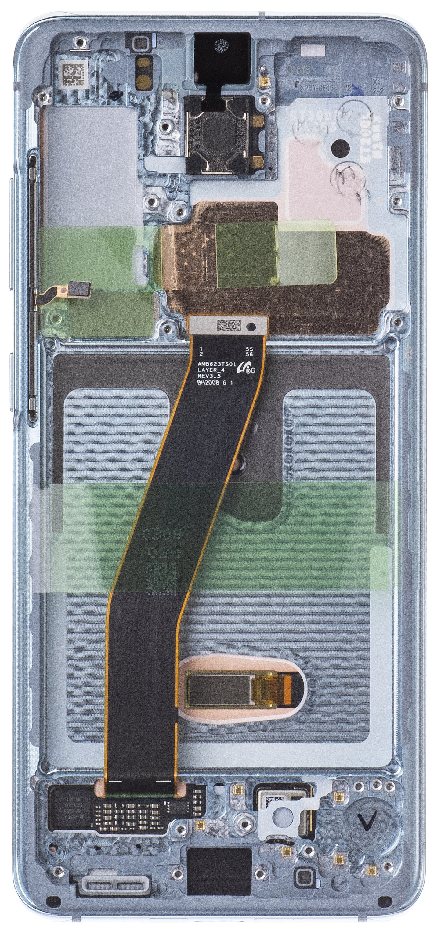 Touchscreen scherm Samsung Galaxy S20 5G G981 / S20 G980, met frame, blauw, Service Pack GH82-31432D