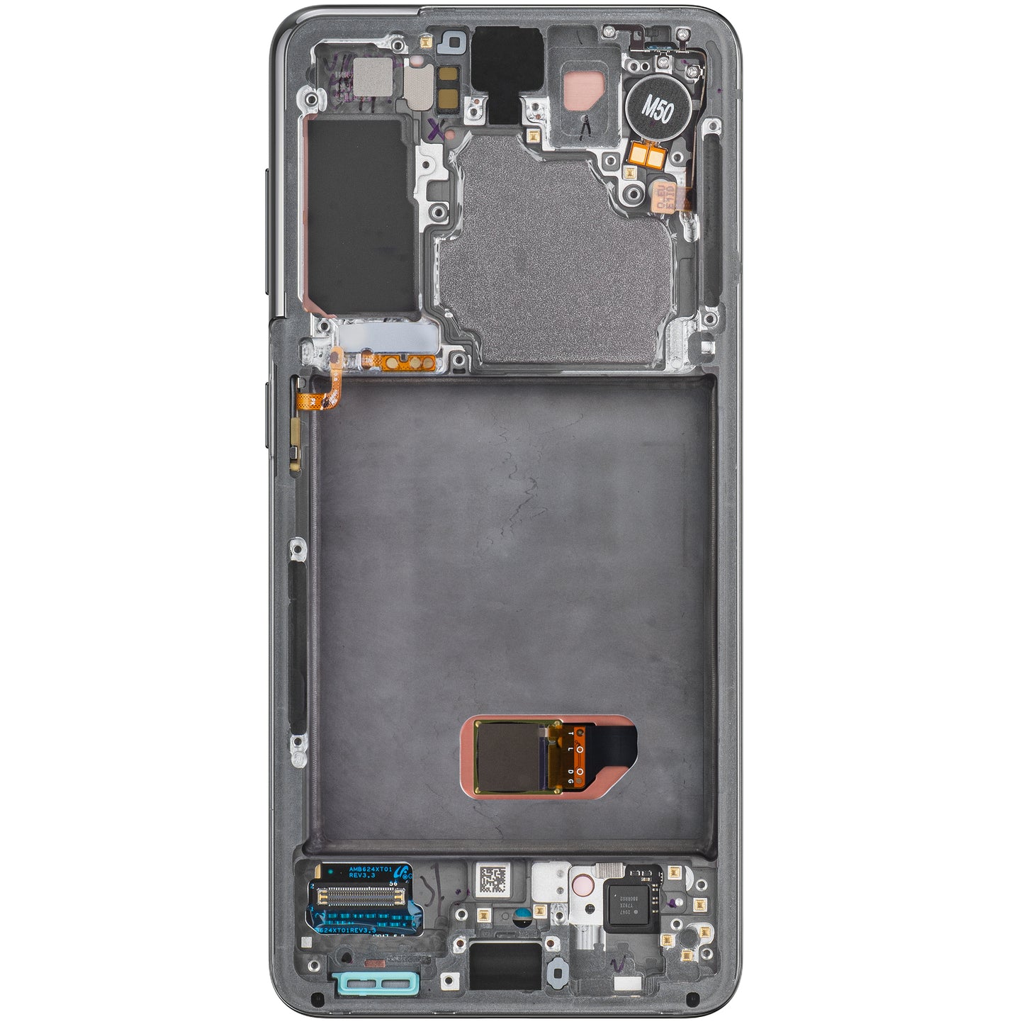 Touchscreen Display Samsung Galaxy S21 5G G991, mit Rahmen, Grau, Service Pack GH82-27256A