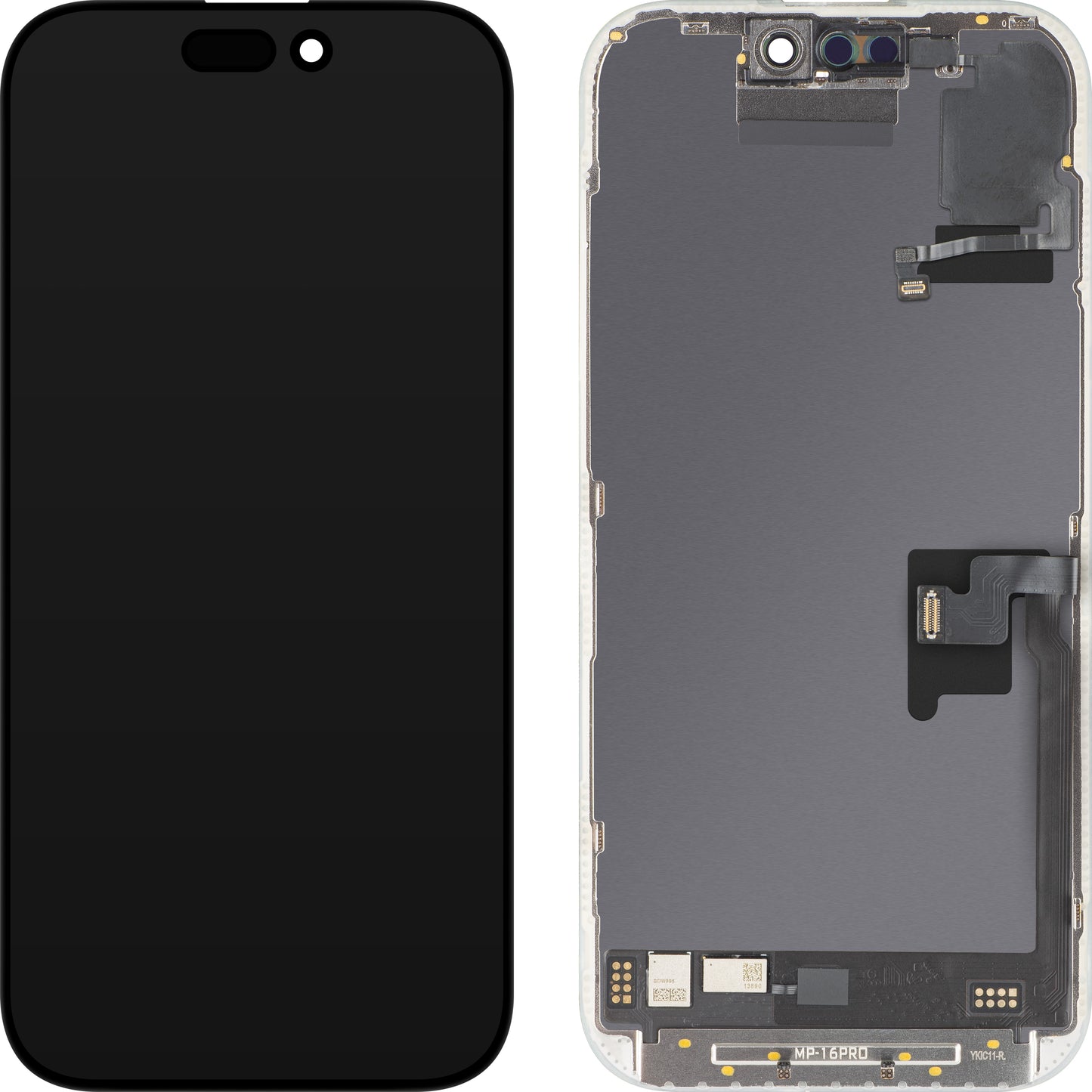 Touchscreen-Display mit Licht-Näherungssensor MP kompatibel mit Apple iPhone 16 Pro, mit Rahmen, OLED FHD 120Hz Diagnosesoftware-Version, Schwarz