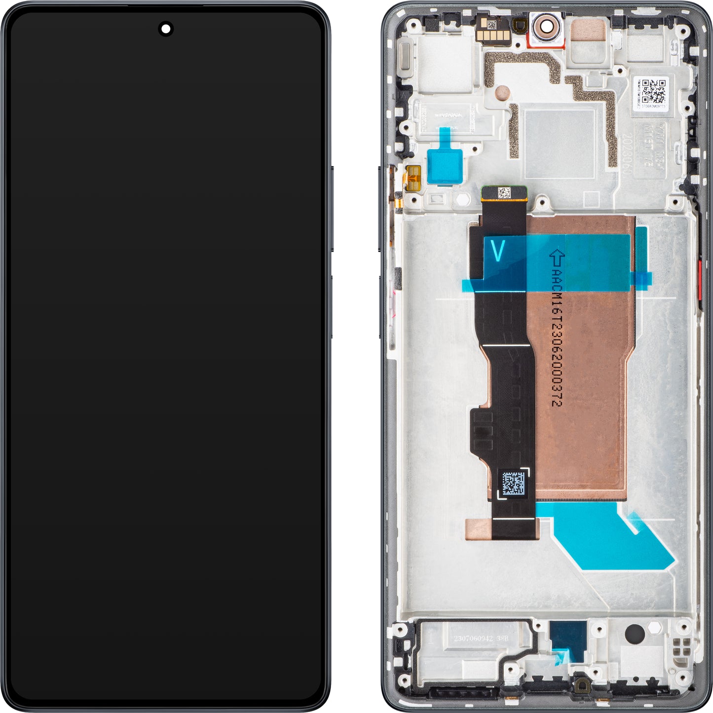 Touchscreen-Display Xiaomi Poco F5, mit Rahmen, Schwarz, Service Pack 560001M16T00