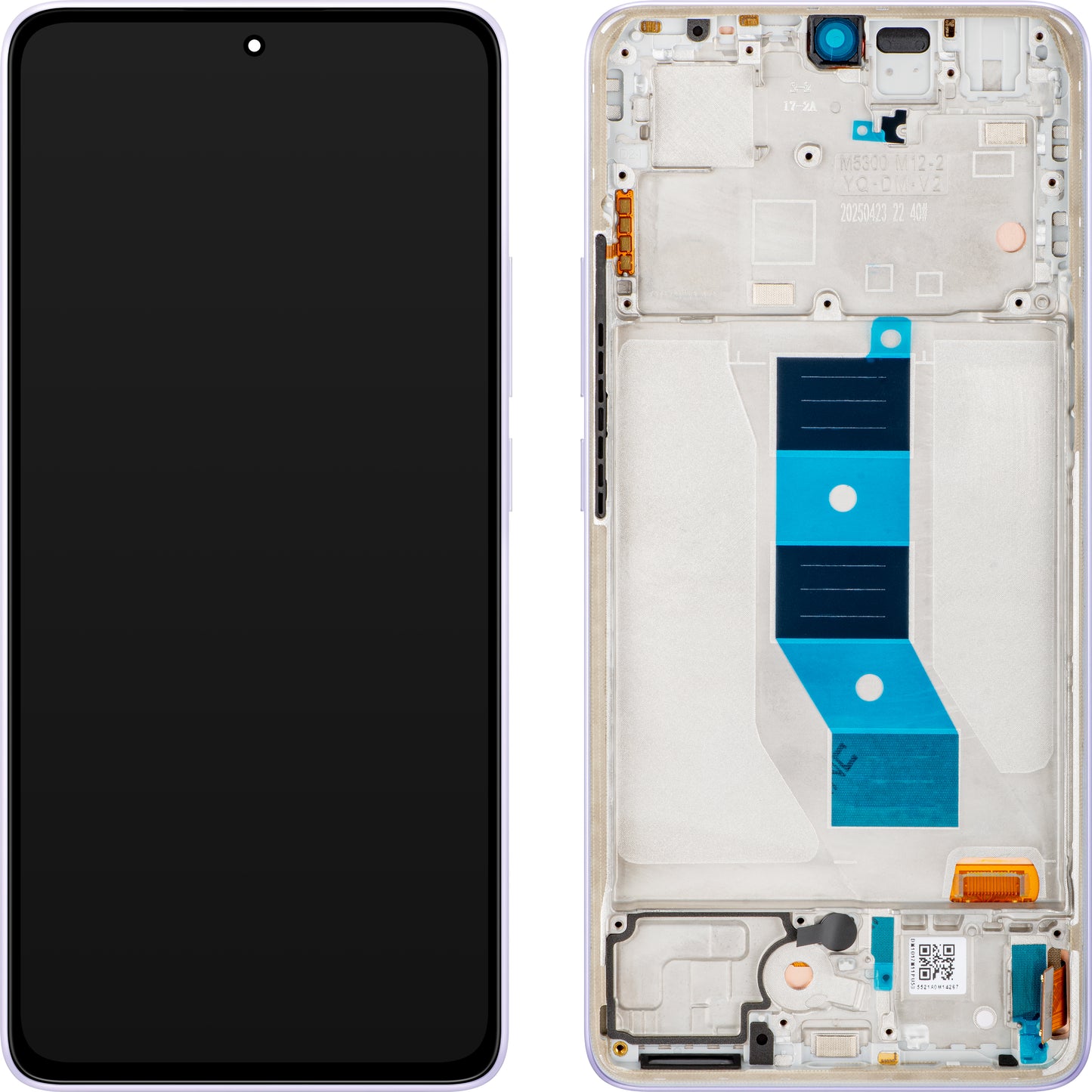 Écran tactile Xiaomi Redmi Note 14 5G avec cadre, Violet (Lavender Purple), Service Pack 56001900O1700