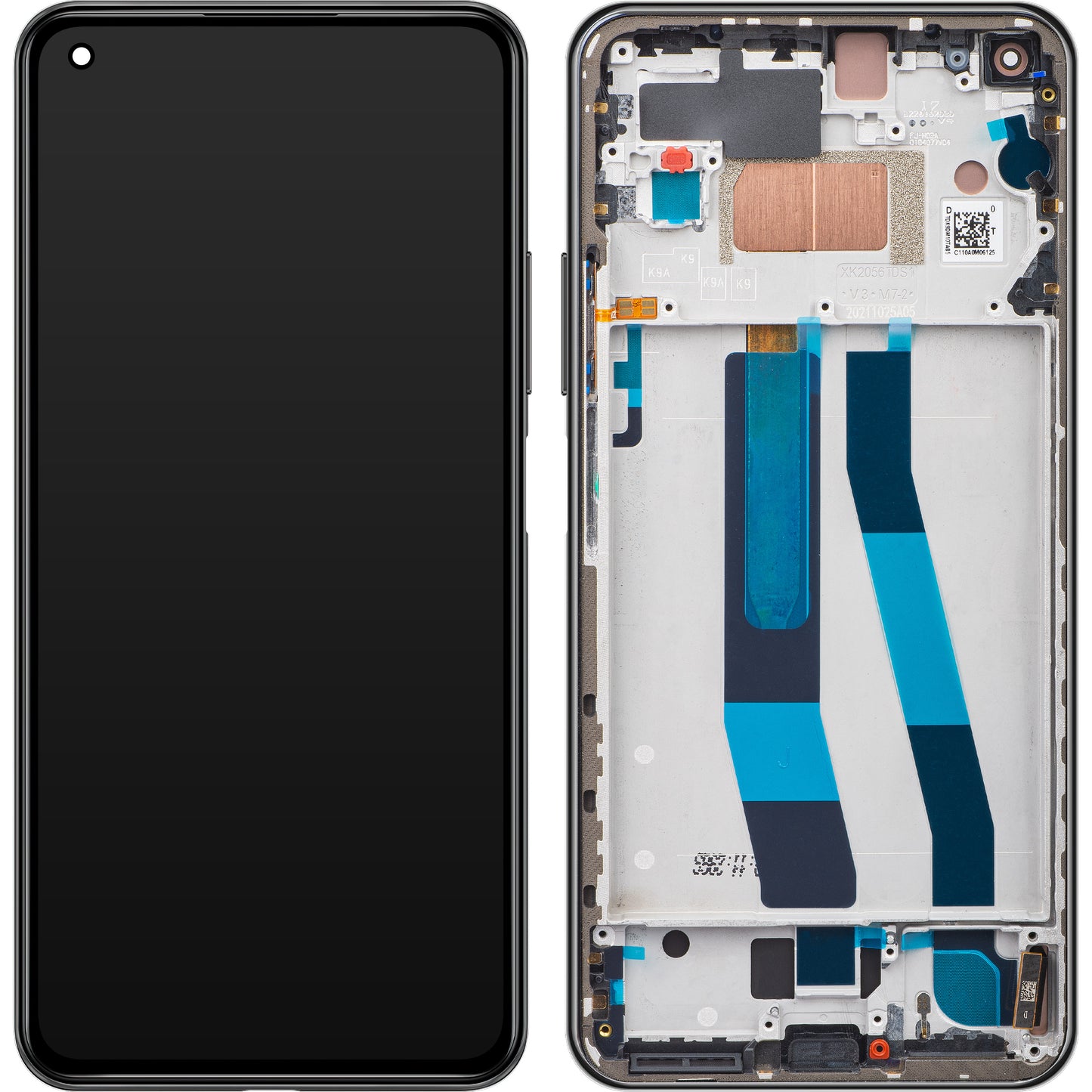 Touchscreen-Display Xiaomi 11 Lite 5G NE, mit Rahmen, Schwarz (Truffle Black), Swap 5600030K9D00