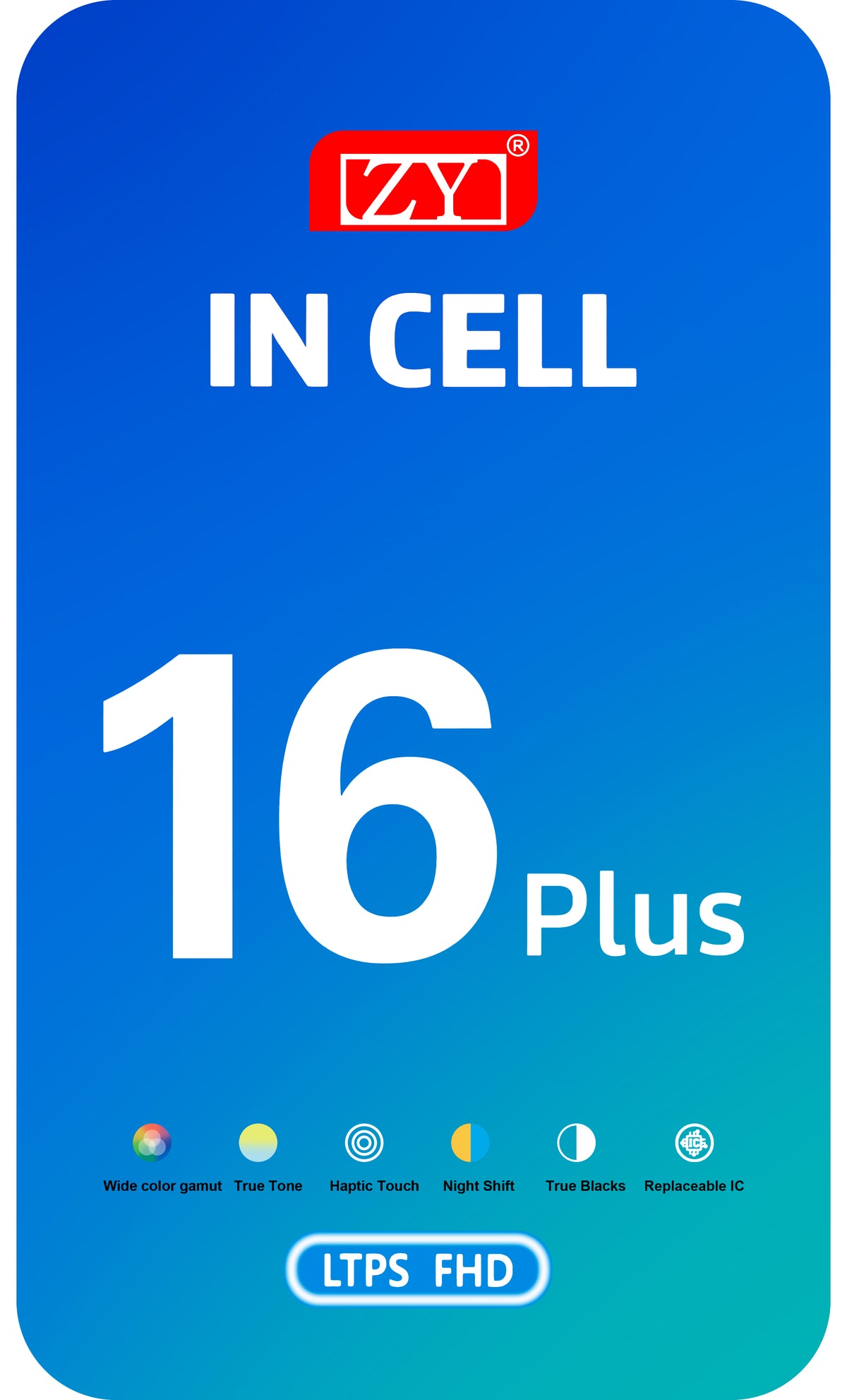 Display mit Touchscreen ZY für Apple iPhone 16 Plus, mit Rahmen, LCD In-Cell IC Movable Version, Schwarz