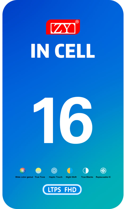 Display met ZY Touchscreen voor Apple iPhone 16, met Frame, LCD In-Cell Versie, Zwart