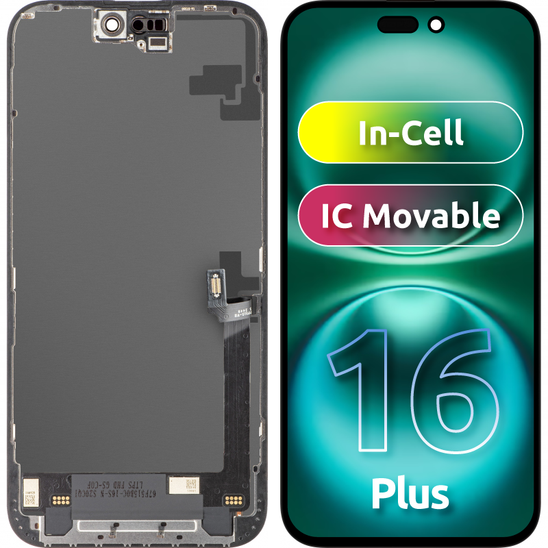 Display mit Touchscreen ZY für Apple iPhone 16 Plus, mit Rahmen, LCD In-Cell IC Movable Version, Schwarz