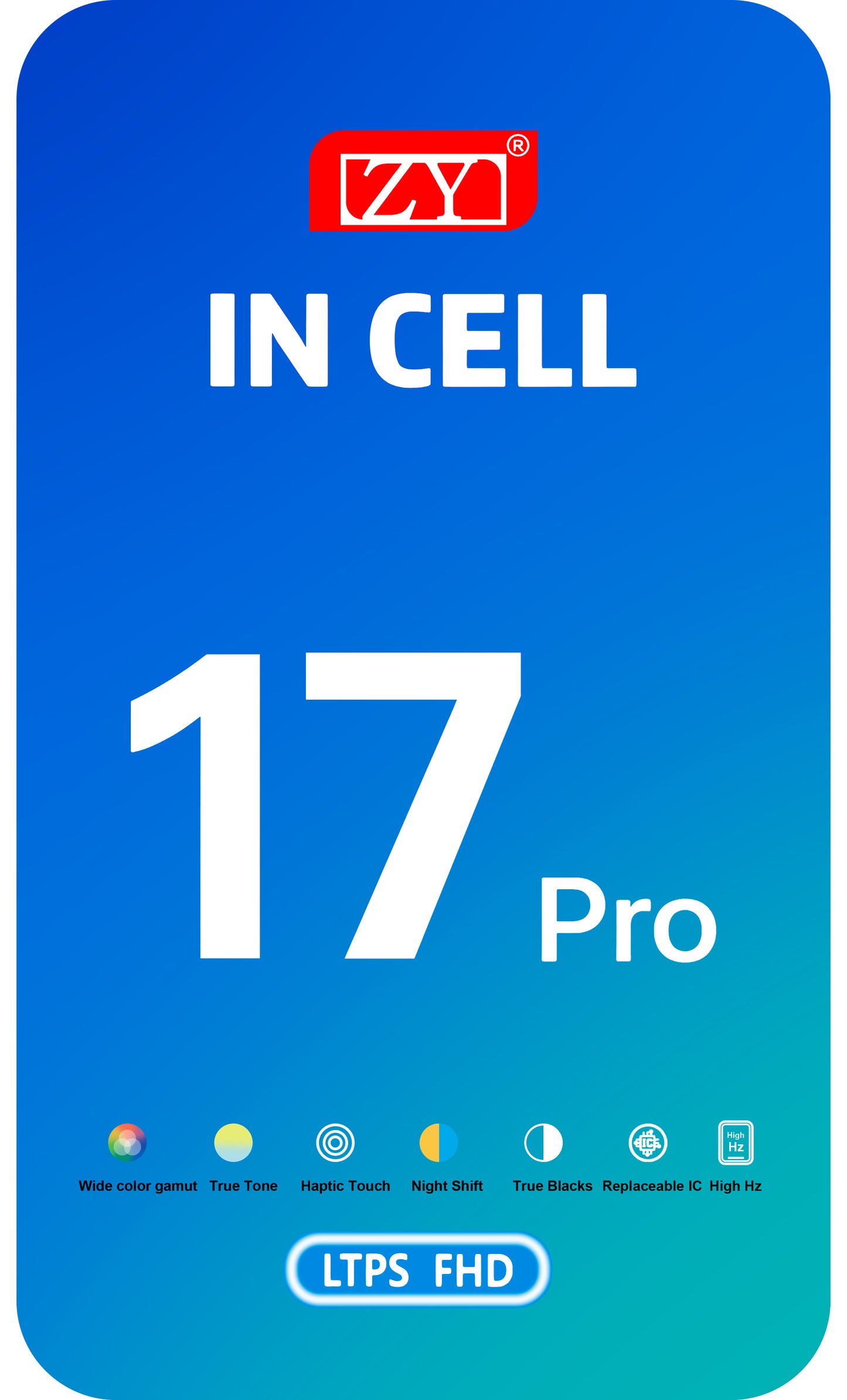 Display met Touchscreen ZY voor Apple iPhone 17 Pro, met Frame, LCD In-Cell IC Movable Versie, Zwart