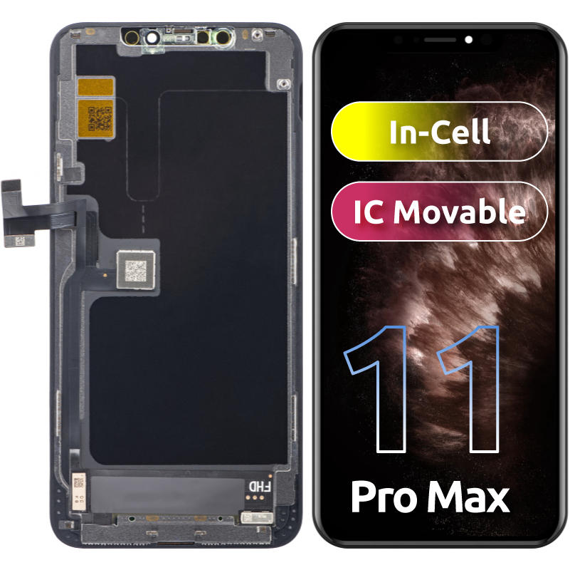 ZY Touchscreen Display voor Apple iPhone 11 Pro Max, met Frame, In-Cell IC Beweegbare LCD Versie, Zwart