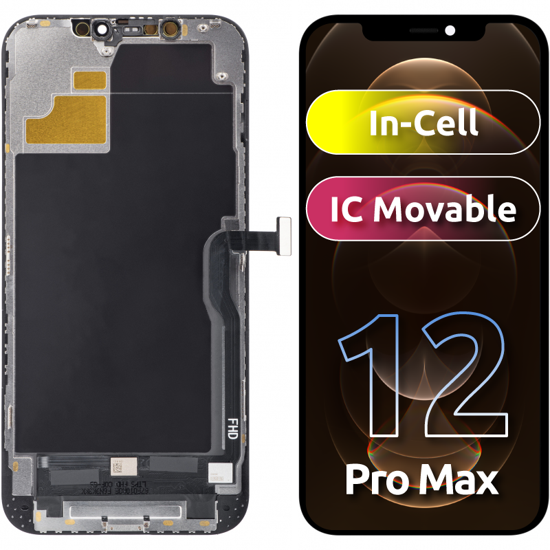 ZY Touchscreen Display voor Apple iPhone 12 Pro Max, met Frame, In-Cell IC Beweegbare LCD Versie, Zwart