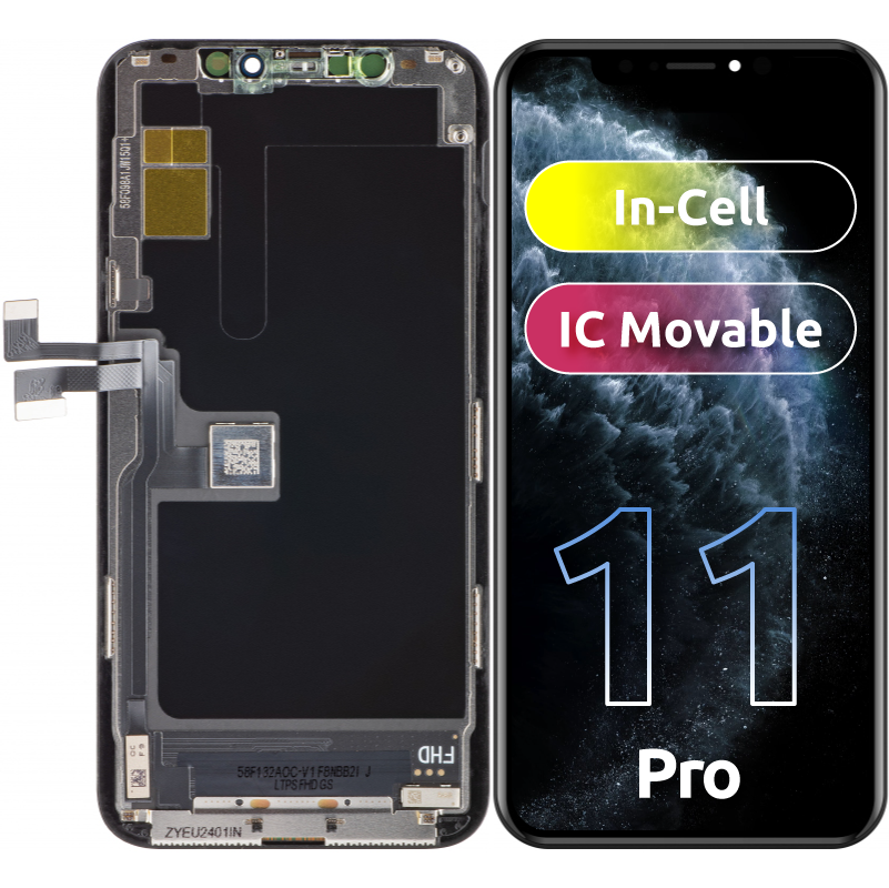 ZY Touchscreen Display für Apple iPhone 11 Pro, mit Rahmen, In-Cell IC Movable LCD Version, Schwarz