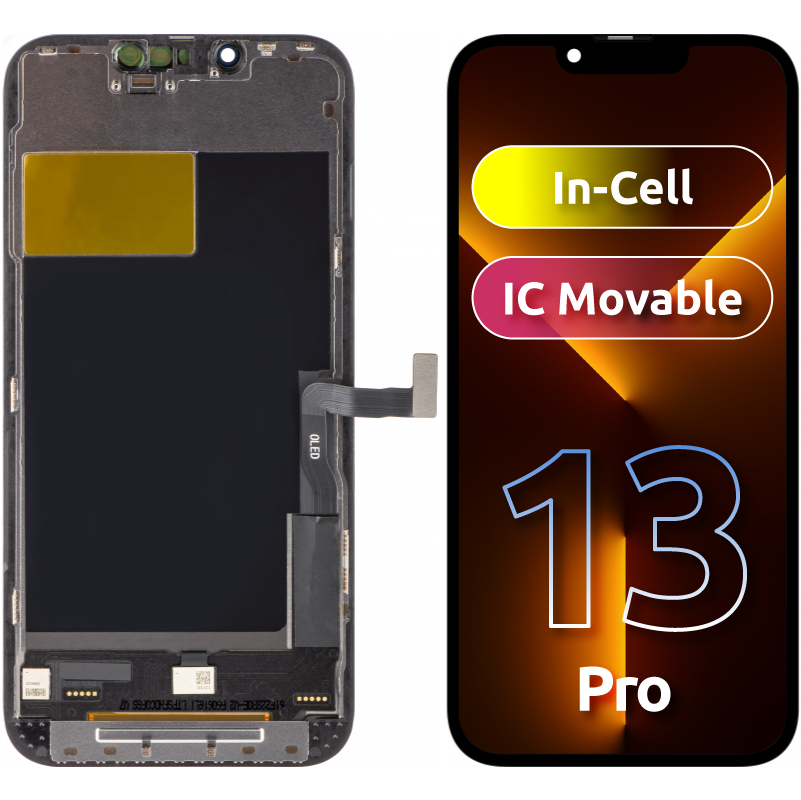 ZY Écran tactile pour Apple iPhone 13 Pro, avec cadre, In-Cell IC Movable LCD Version, Noir