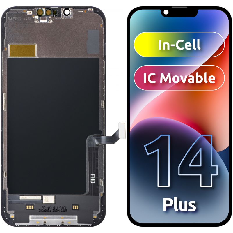ZY Touchscreen Display für Apple iPhone 14 Plus, mit Rahmen, LCD In-Cell IC beweglich, Schwarz