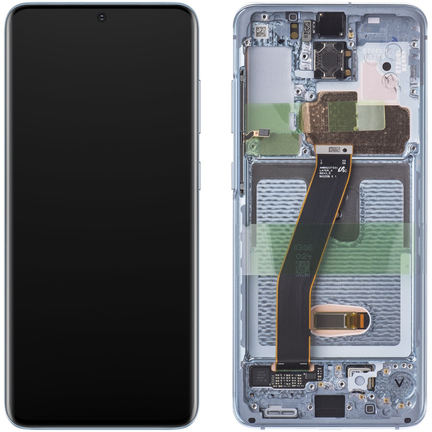 Écran avec Touchscreen Samsung Galaxy S20 5G G981 / S20 G980, avec Cadre, Bleu, Service Pack GH82-22131D