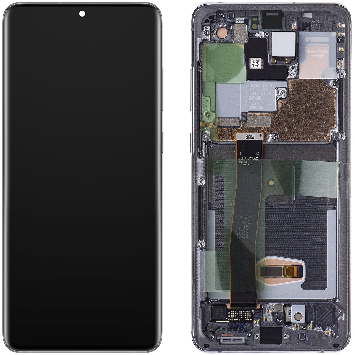 Samsung Galaxy S20 Ultra 5G G988 / S20 Ultra G988 Touchscreen Display, mit Rahmen, Grau, Service Pack GH82-26032B