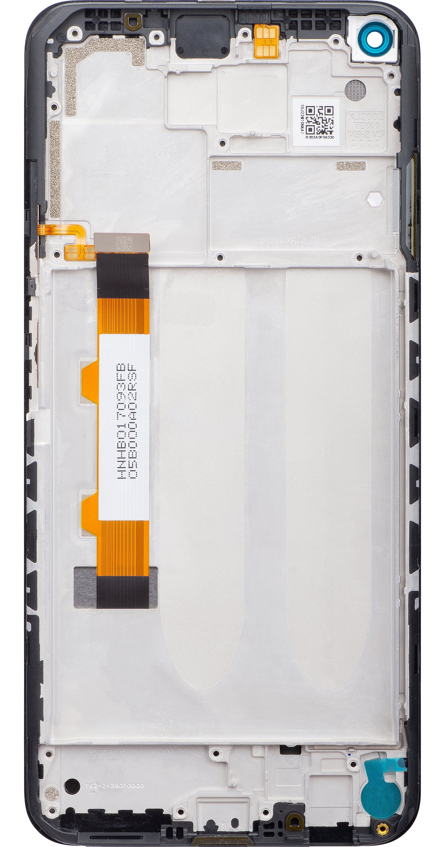 Touchscreen Display Xiaomi Redmi Note 9 5G / Redmi Note 9T 5G, mit Rahmen, Schwarz, Service Pack 5600030J2200