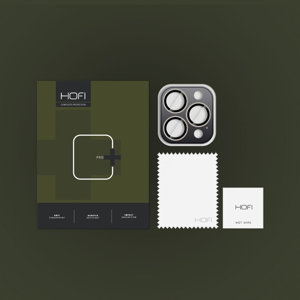 Film protecteur pour le dos de l'appareil photo HOFI CamRing PRO+ pour Apple iPhone 16 Pro Max / 16 Pro, protégé par du verre, gris