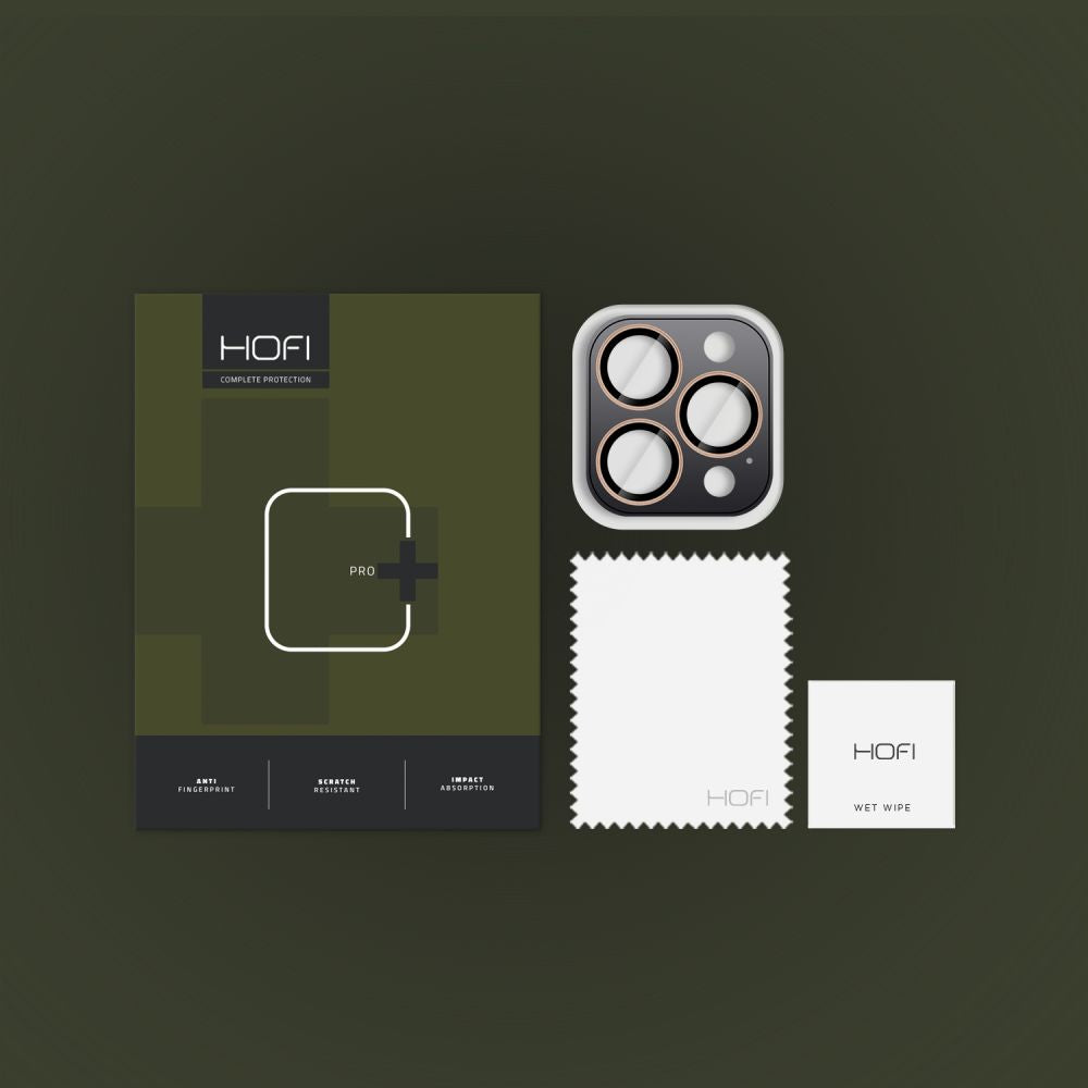 Film Protecteur Caméra Arrière HOFI CamRing PRO+ pour Apple iPhone 16 Pro Max / 16 Pro, Glass Protected, Gold