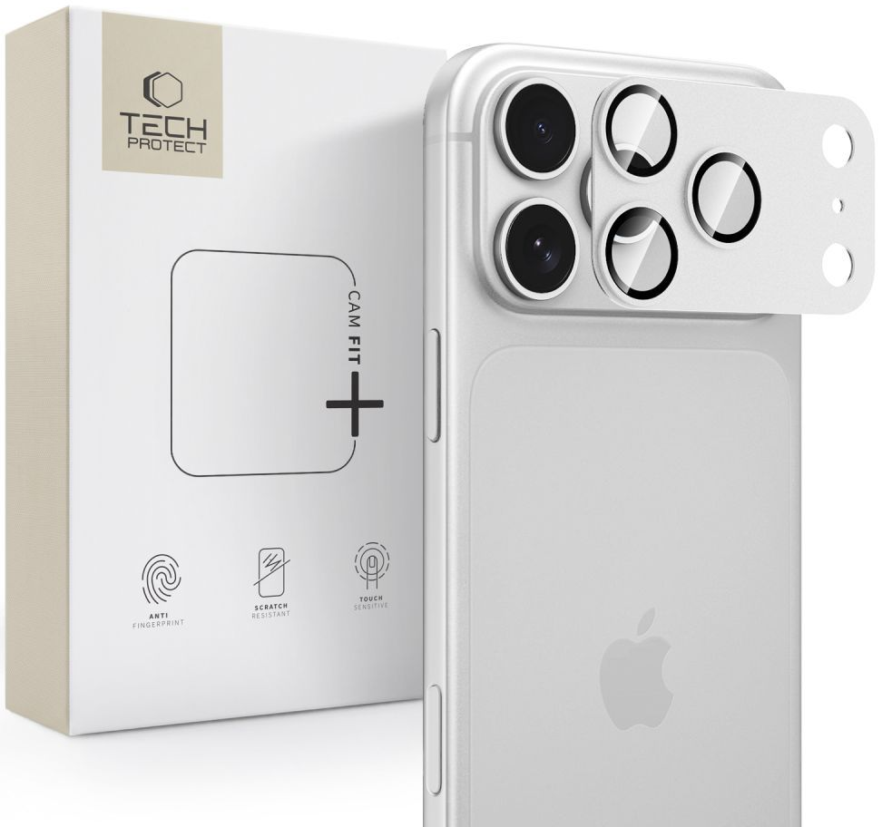 Beschermfolie Achtercamera Tech-Protect CamFull Fit+ voor Apple iPhone 18 Pro, Gehard Glas, Zilver