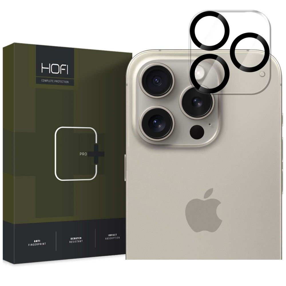 Film de protection Caméra Arrière HOFI CAM PRO+ pour Apple iPhone 16 Pro Max / 16 Pro, Verre Trempé, Noir