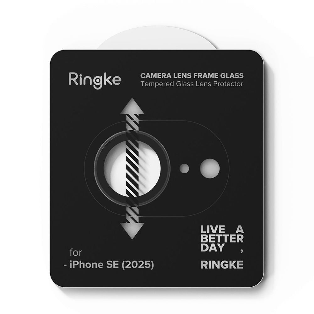 Film de protection Ringke pour caméra arrière Apple iPhone 17e / 16e, Verre trempé, Lot de 2 pièces, Noir